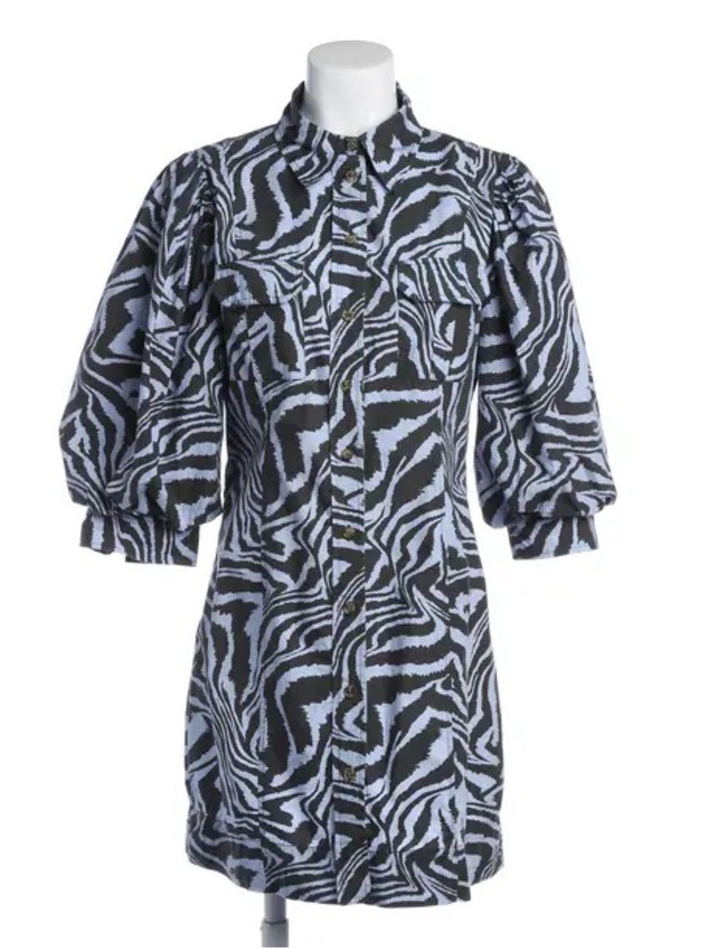 GANNI Puff Sleeve Zebra Print Dress Size 40 US Size 8